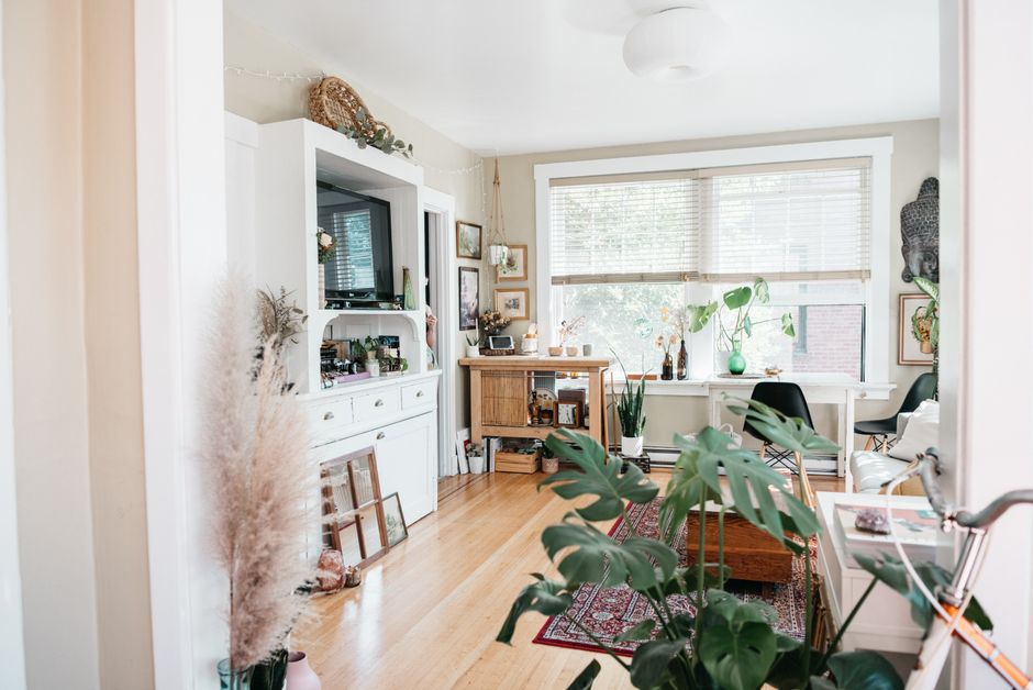 Sunlight streaming through energy efficient windows in a living room